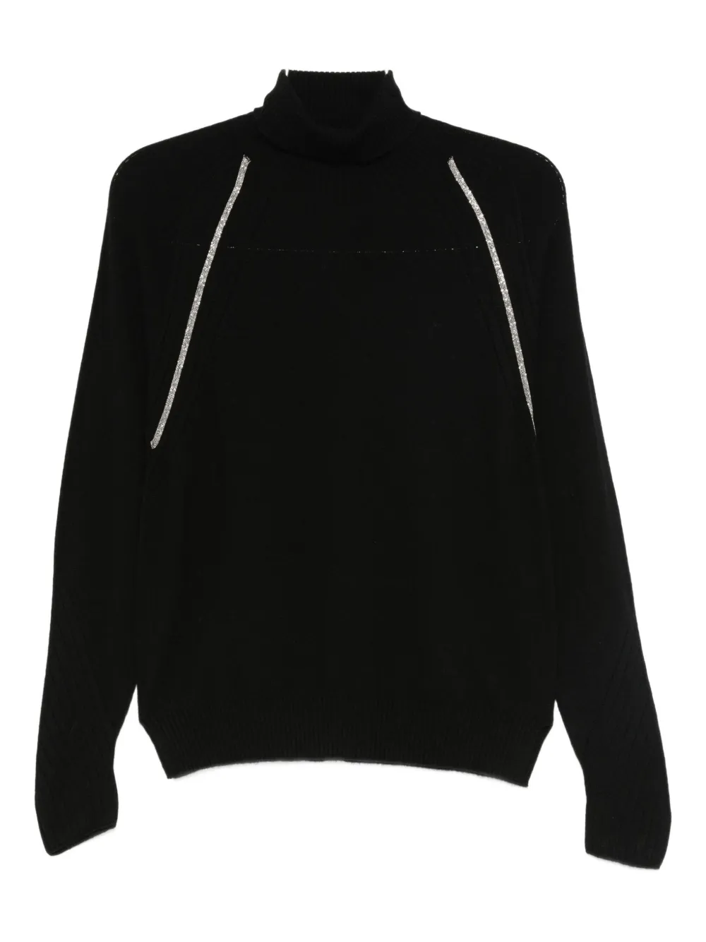D Exterior Roll-neck Sweater In Black
