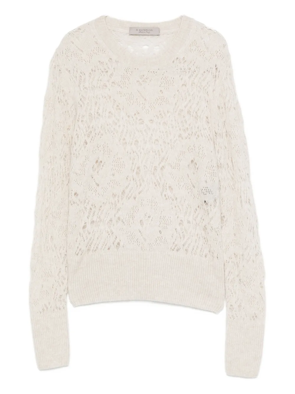 D Exterior Lace-pattern Sweater In Neutral
