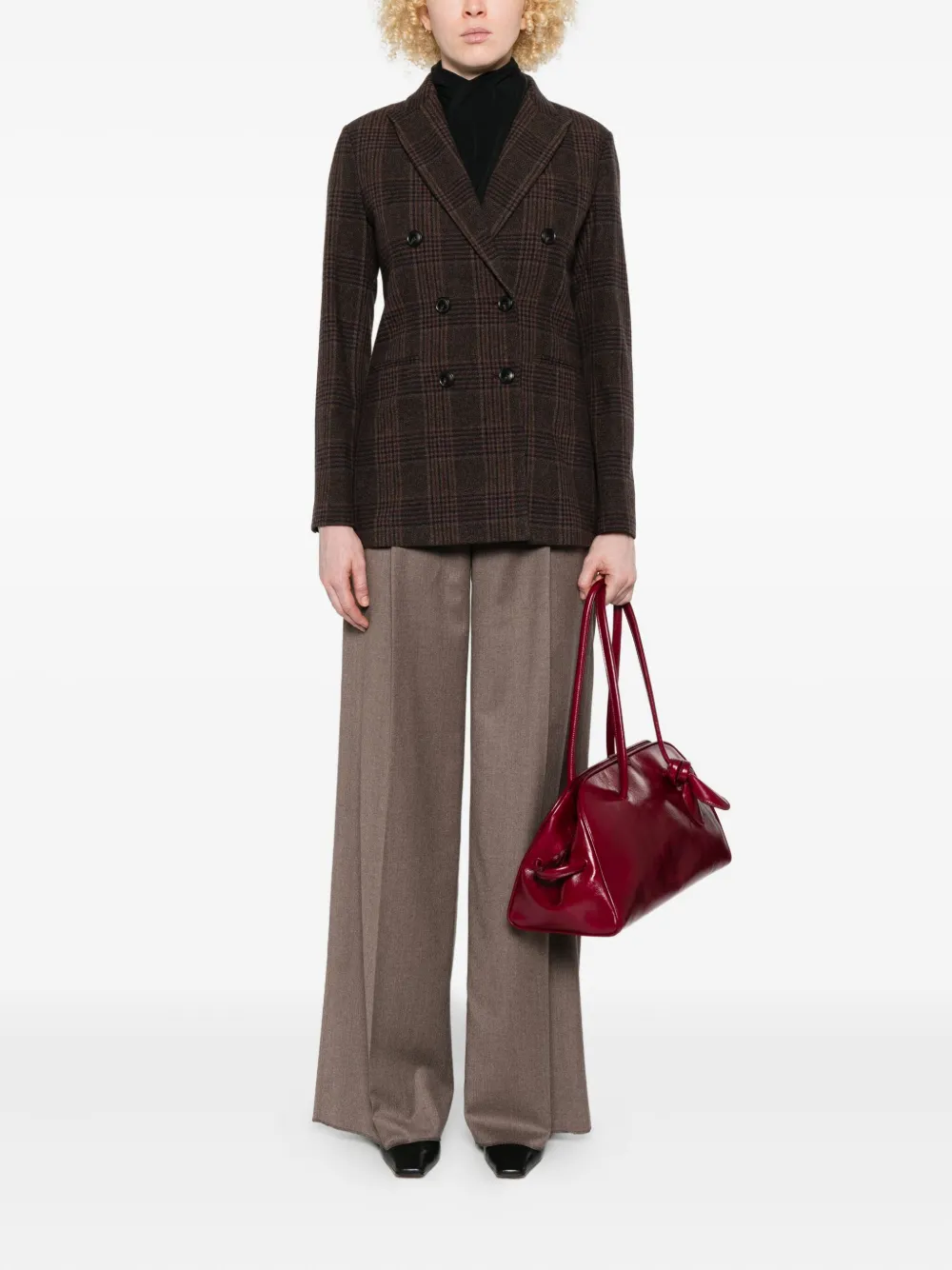 Circolo 1901 Checked Double-breasted Blazer In Brown