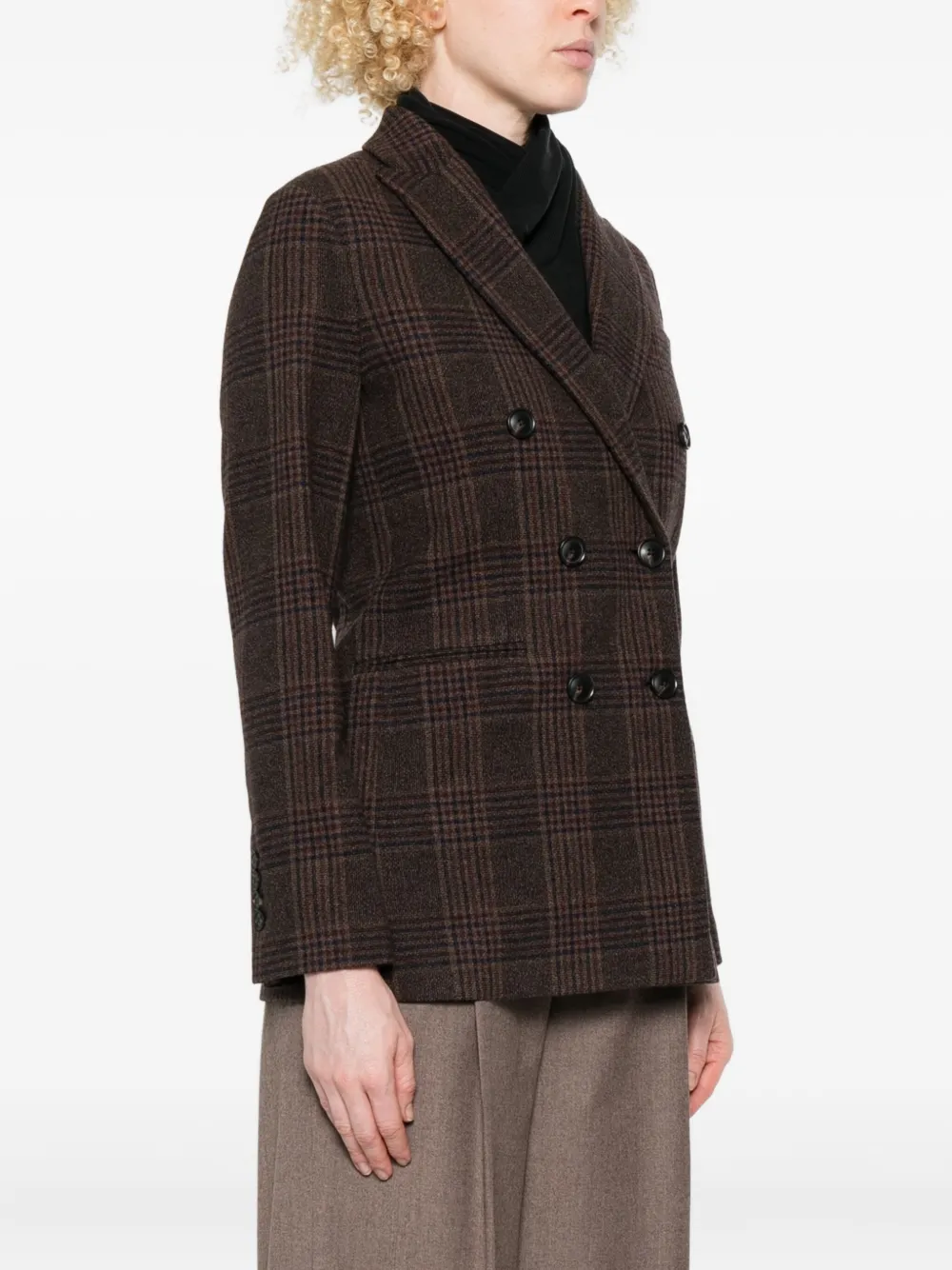Circolo 1901 Checked Double-breasted Blazer In Brown