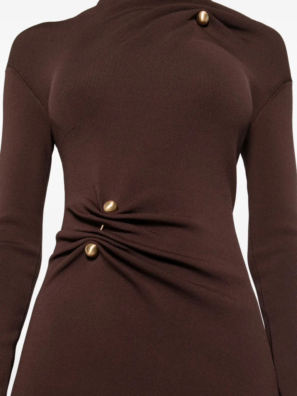 Cult Gaia Twist-detail Button Midi Dress In Brown