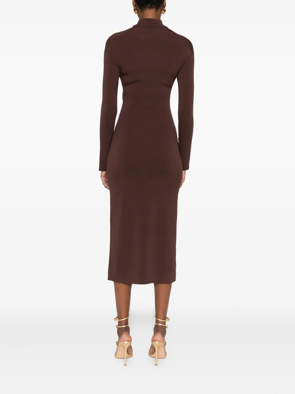 Cult Gaia Twist-detail Button Midi Dress In Brown