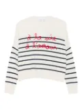 Maison Labiche Buzelin striped embroidered-lettering sweater - White