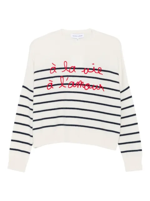 Maison Labiche Buzelin striped embroidered-lettering sweater