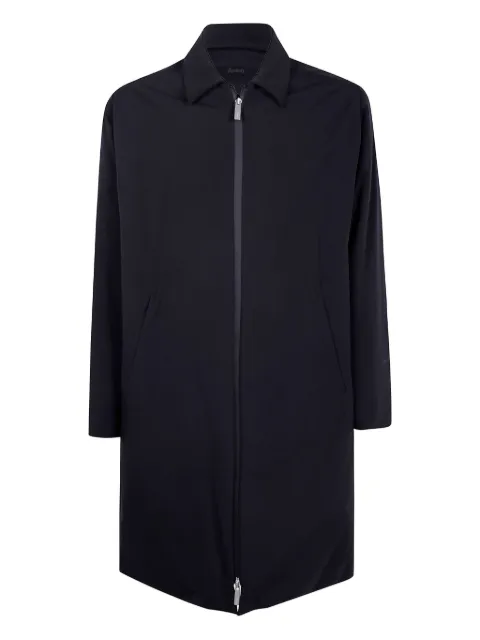 Laminar zip-front collared coat