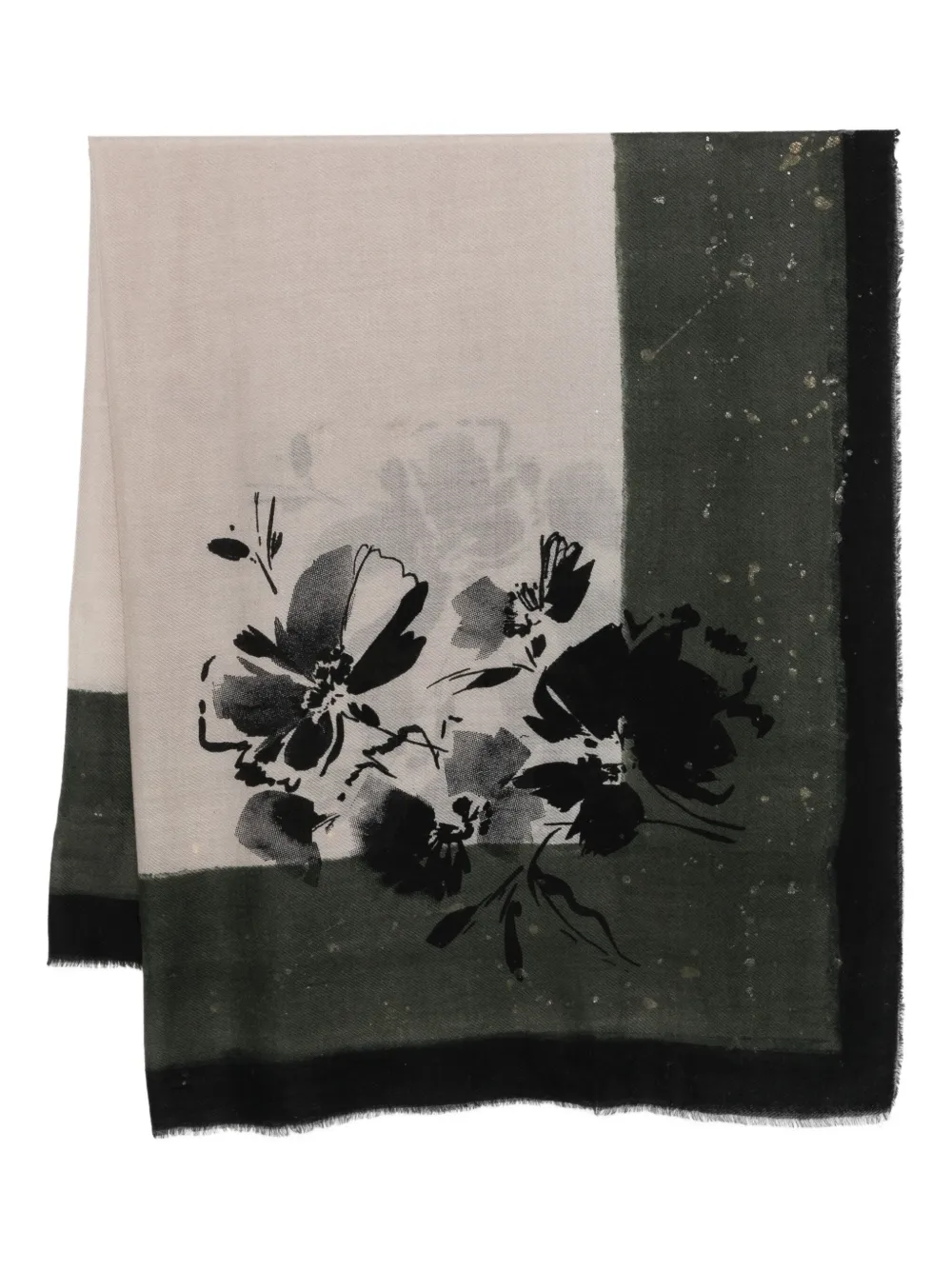 Faliero Sarti floral-print fringed scarf | Neutrals | Image 1