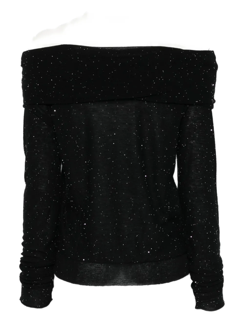 Roberto Collina Micro Sequins Off-shoulders Sweater Clothing In Black