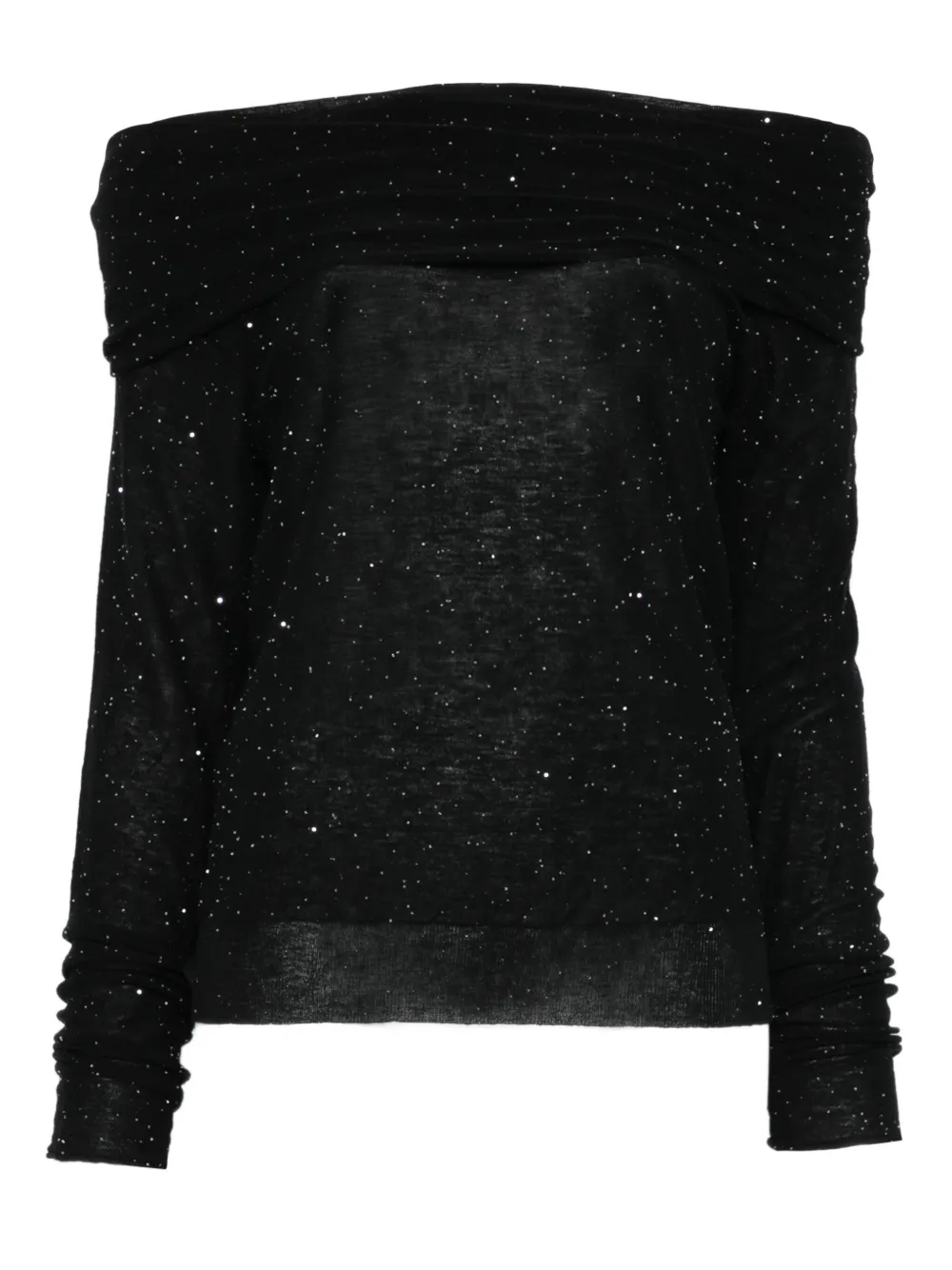 Roberto Collina sequin-embellished off-shoulder wool top | Black | Image 1