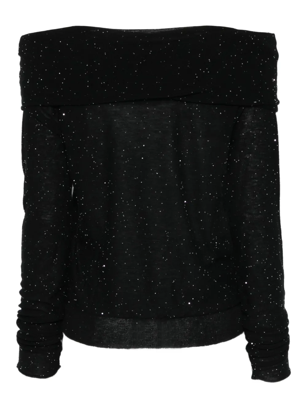 Roberto Collina Asymmetrische wollen top met pailletten - Zwart