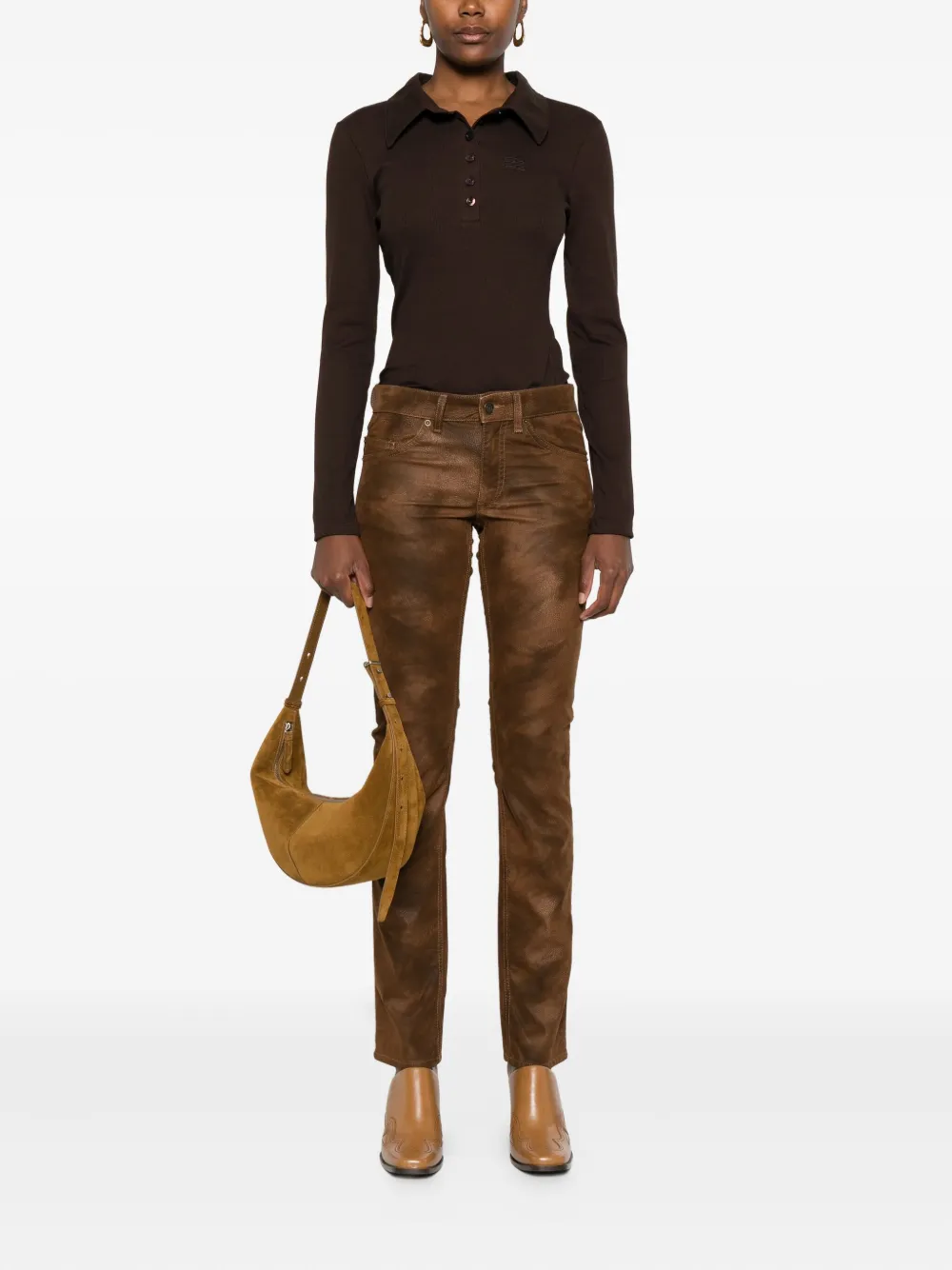 Gestuz GZdrew ribbed polo top - Bruin