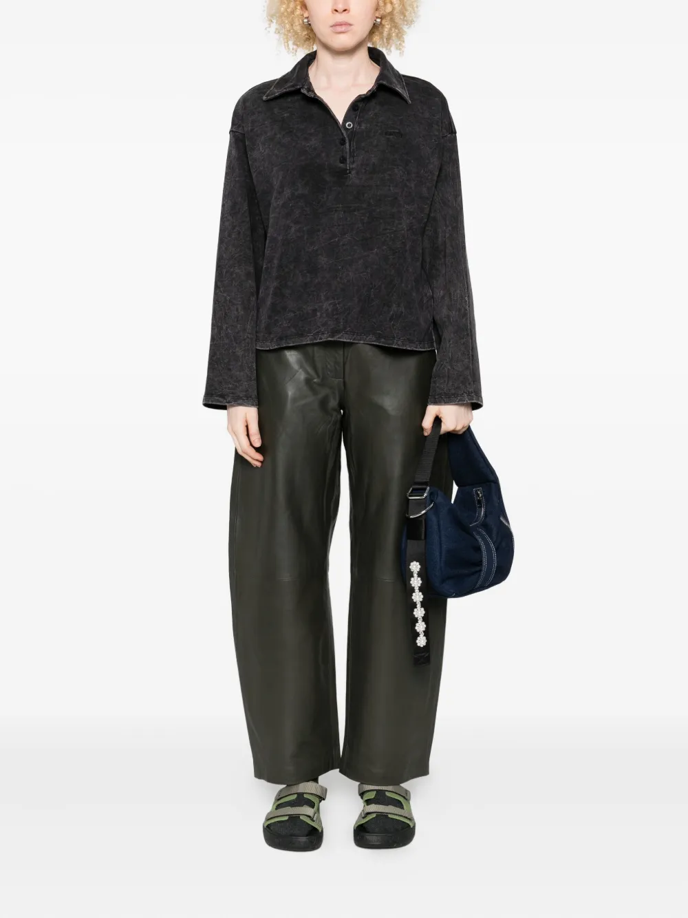 Gestuz GZneia washed-effect polo top - Zwart