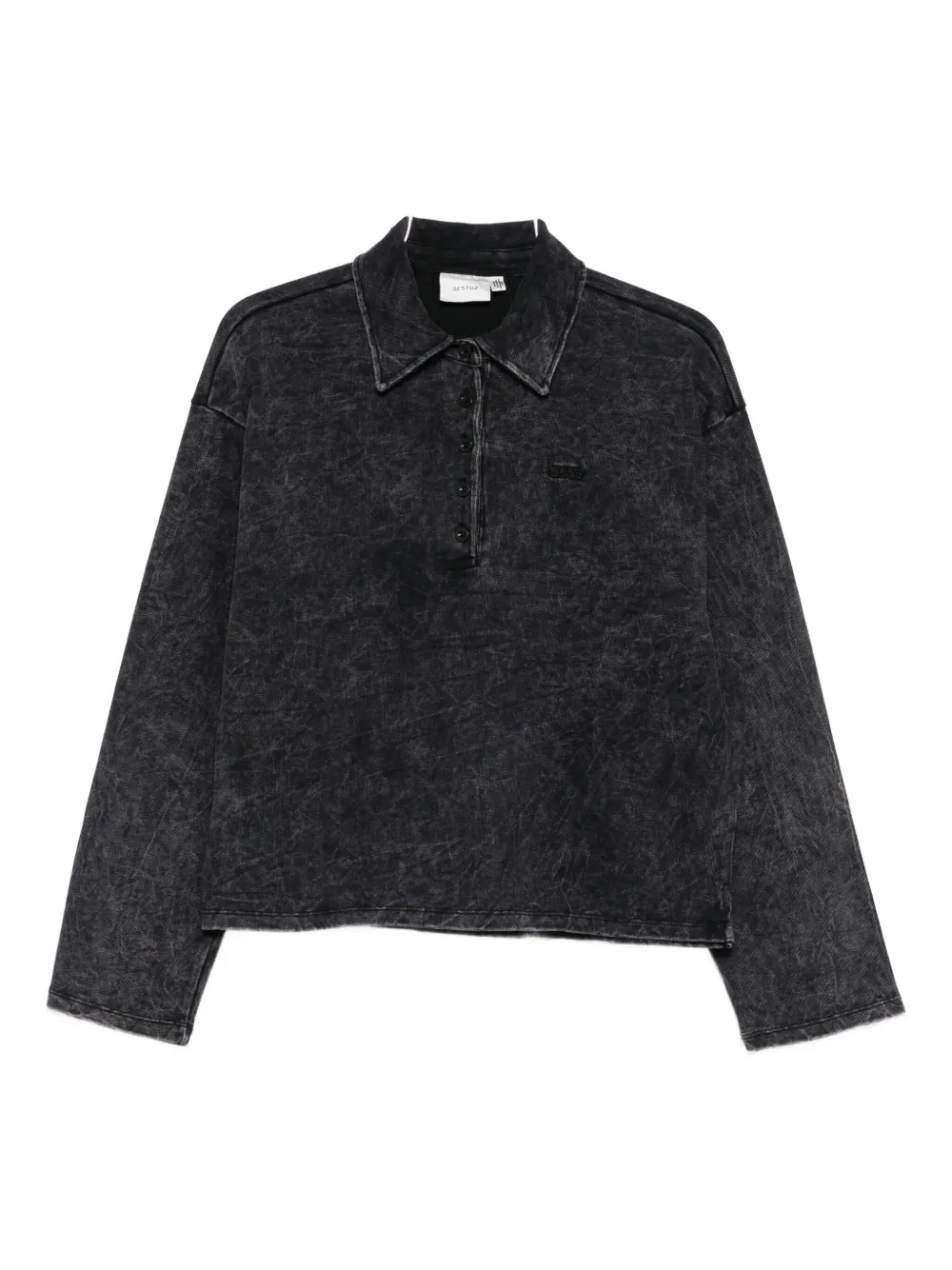 Gestuz Gzneia Washed-effect Polo Top In Black