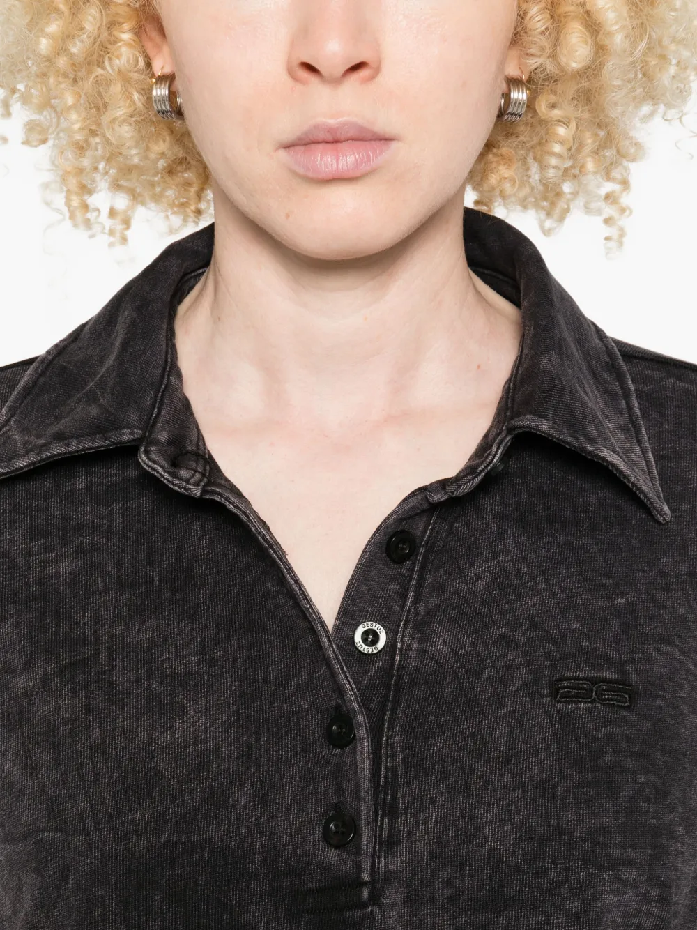 Gestuz Gzneia Washed-effect Polo Top In Black