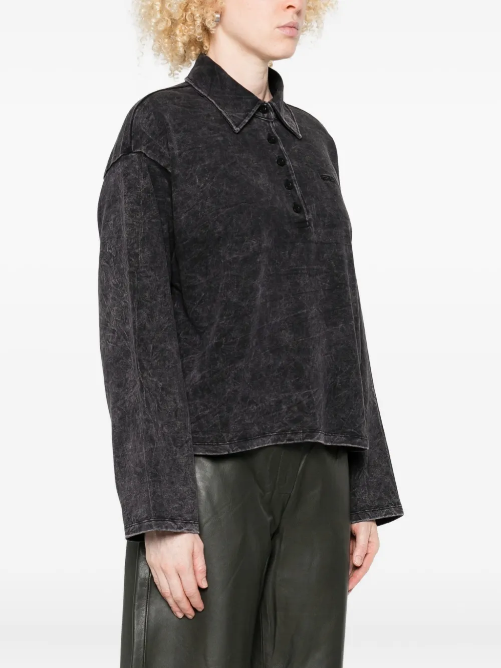 Gestuz Gzneia Washed-effect Polo Top In Black