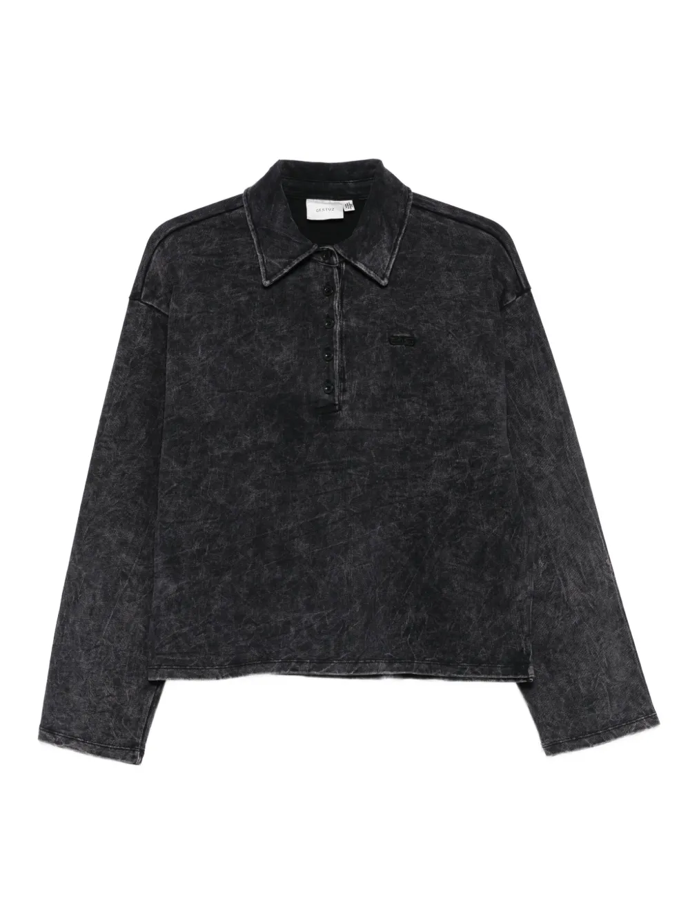 Gestuz GZneia washed-effect polo top | Black | Image 1