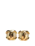 CHANEL Pre-Owned 1980-1990 Gold Plated CC Rhinestone Clip On Earrings costume earrings