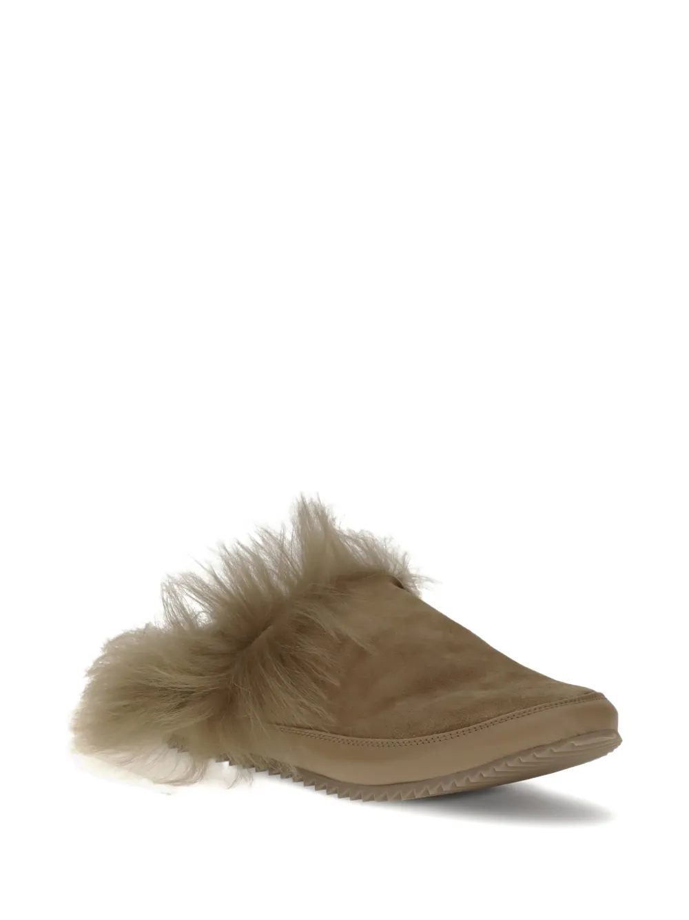 Pedro Garcia Fur-trimmed Suede Mules In Brown