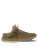 Pedro Garcia fur-trimmed suede mules - Brown