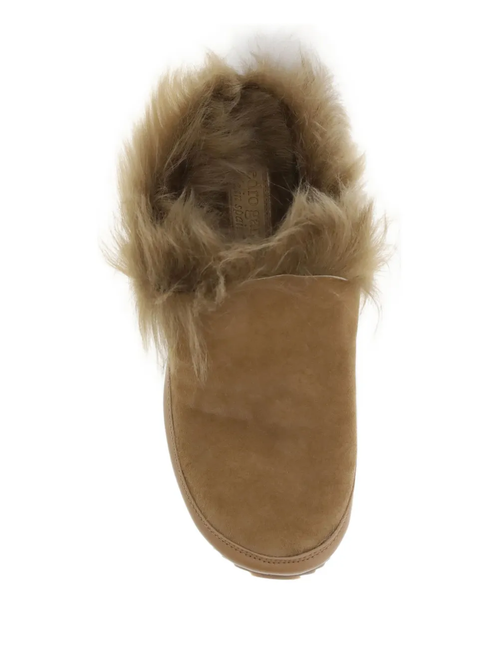 Pedro Garcia Fur-trimmed Suede Mules In Brown