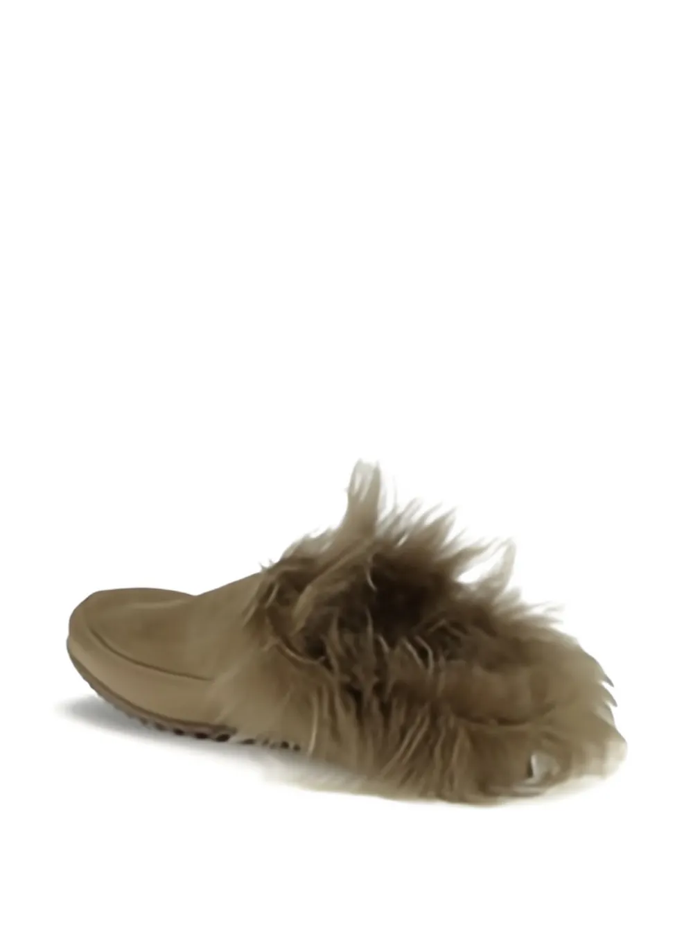 Pedro Garcia Fur-trimmed Suede Mules In Brown