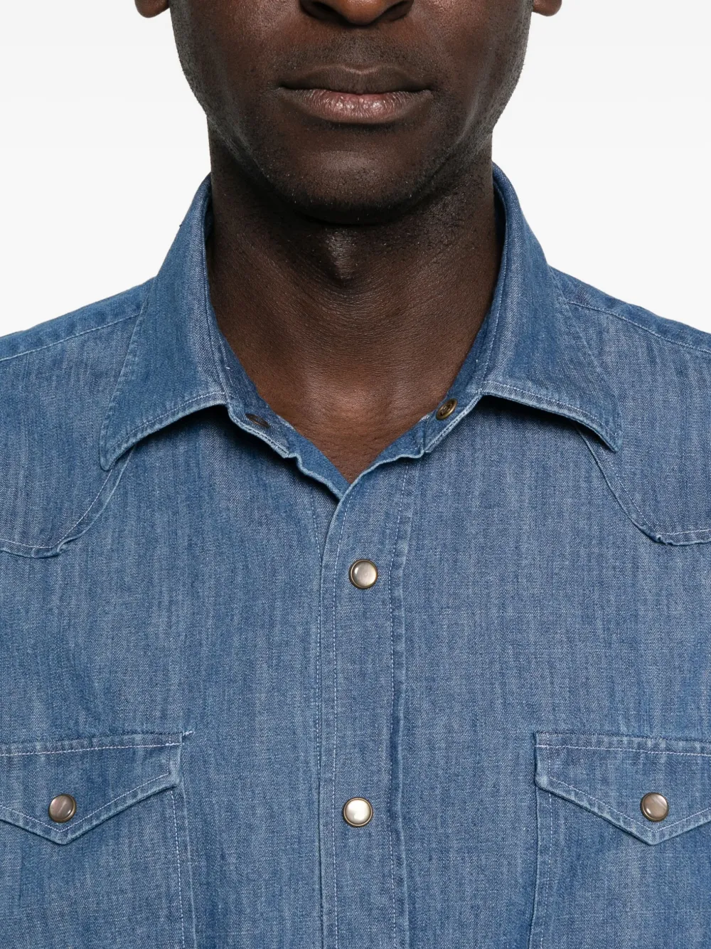 Barba Overhemd met klepzak Blauw