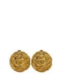 CHANEL Pre-Owned 1995 Gold Plated CC Quilted Round Clip On Earrings costume earrings
