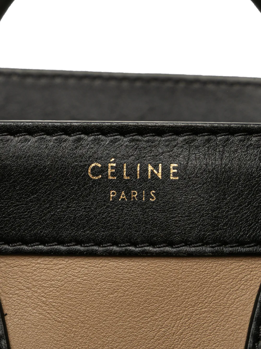 Pre-owned Celine 2012 Nano Tricolor Calfskin And Suede Luggage Tote Satchel In Brown