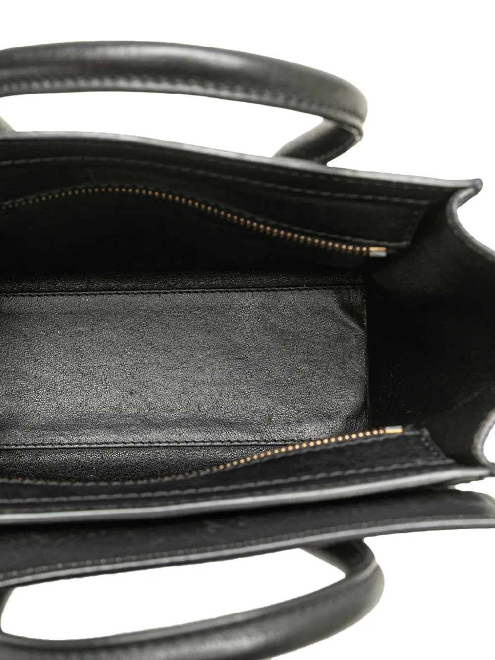 Pre-owned Celine 2012 Nano Tricolor Calfskin And Suede Luggage Tote Satchel In Brown