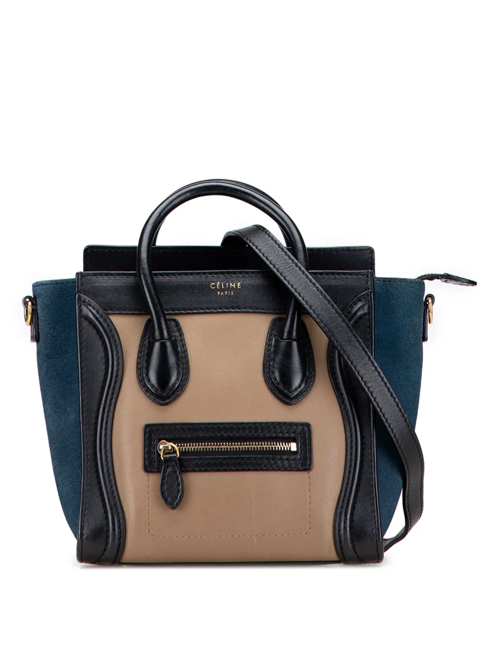 Céline Pre-Owned 2012 ナノ トリコロール カーフスキン&スエード ラゲージ トート サッチェルバッグ - ブラウン Céline Pre-Owned 2012 ナノ トリコロール カーフスキン&スエード ラゲージ トート サッチェルバッグ - ブラウン