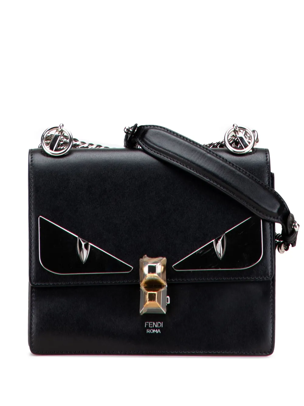 Fendi Pre-Owned 2010-2025 ミニ レザー モンスター キャナイ ショルダーバッグ - ブラック Fendi Pre-Owned 2010-2025 ミニ レザー モンスター キャナイ ショルダーバッグ - ブラック