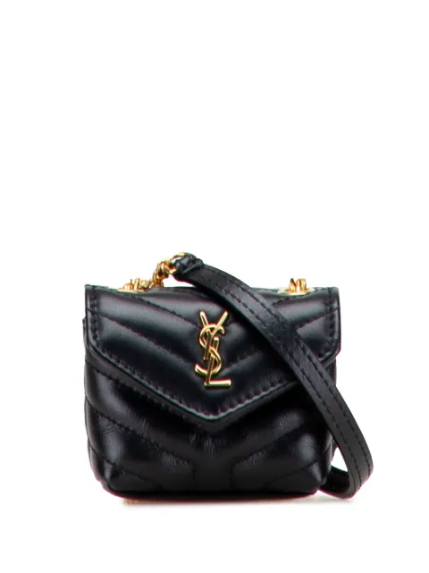 Saint Laurent Pre-Owned 2022 Micro Matelasse Leather Loulou AirPods Case with Chain crossbody bag