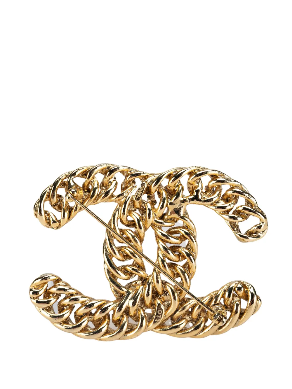 CHANEL Pre-Owned 20th Century Gold Plated CC Chain Brooch costume brooch | Image 2