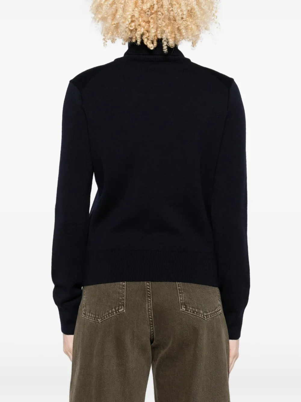 Ami Alexandre Mattiussi Cropped Turtleneck Sweater With Fitted Silhouette In Black
