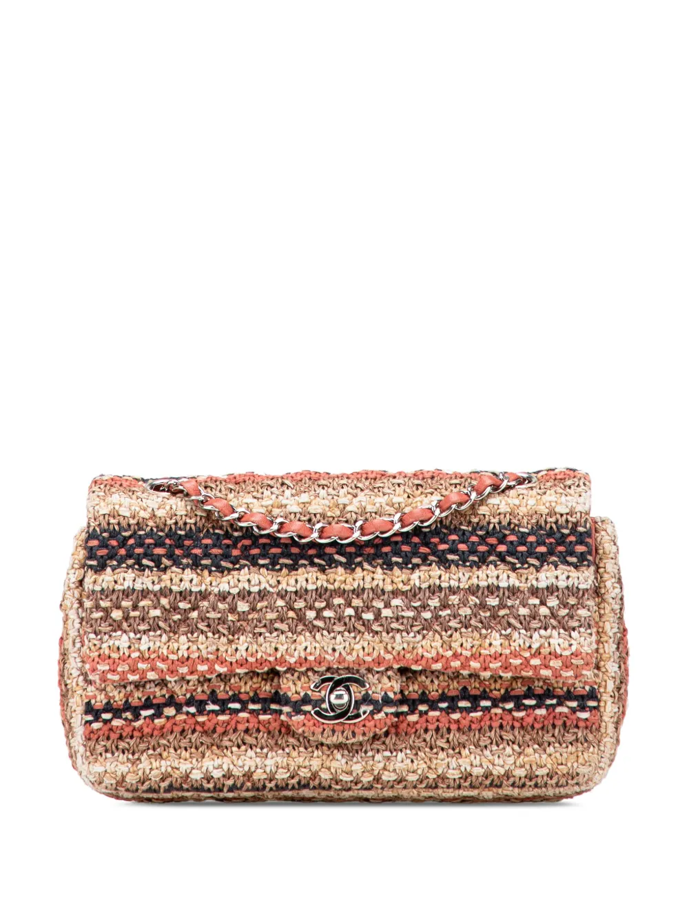 CHANEL Pre-Owned 2018 ミディアム クラシック ツイード ダブルフラップ ショルダーバッグ - ブラウン CHANEL Pre-Owned 2018 ミディアム クラシック ツイード ダブルフラップ ショルダーバッグ - ブラウン