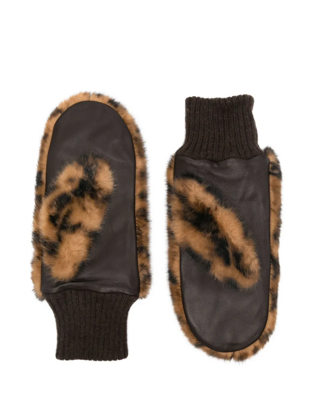 Bellerose Madina leopard-print mittens | Brown | Image 1