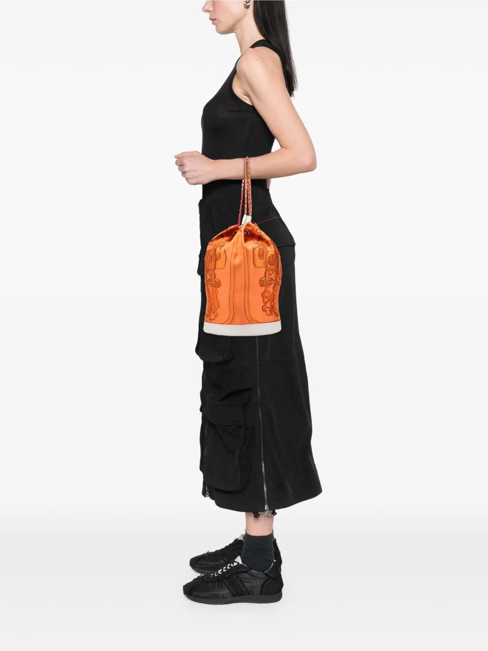 Pre-owned Hermes 2013 Silk Brides De Gala Sac Soie Cool 22 Backpack In White