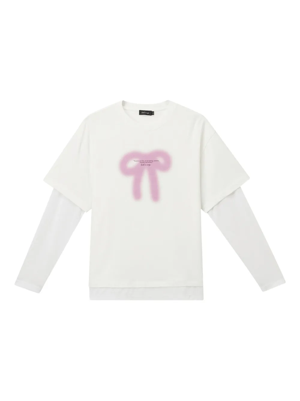 tout a coup リボンプリント Tシャツ - ホワイト tout a coup リボンプリント Tシャツ - ホワイト