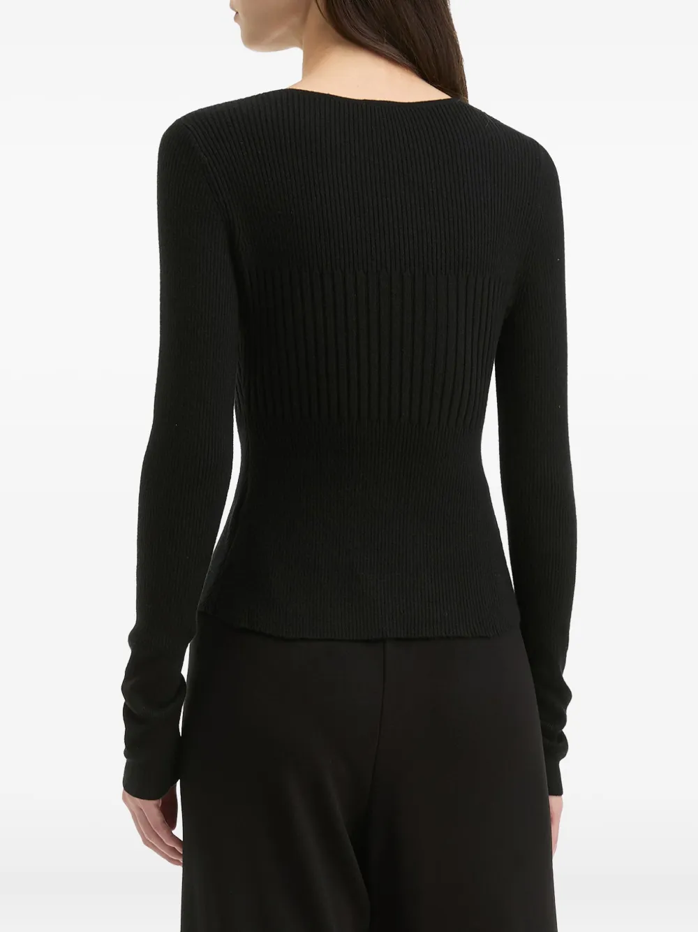 B+ab Button-fastening Ribbed Cardigan In Black