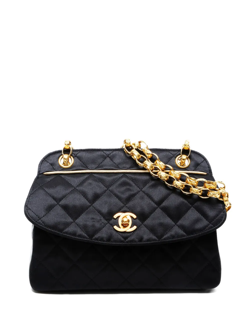 CHANEL Pre-Owned 1991-1998 satin shoulder bag - ブラック CHANEL Pre-Owned 1991-1998 satin shoulder bag - ブラック