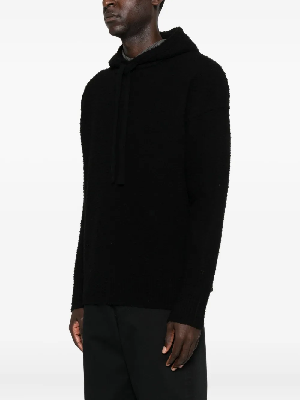 Roberto Collina Hoodie met franje afwerking Zwart