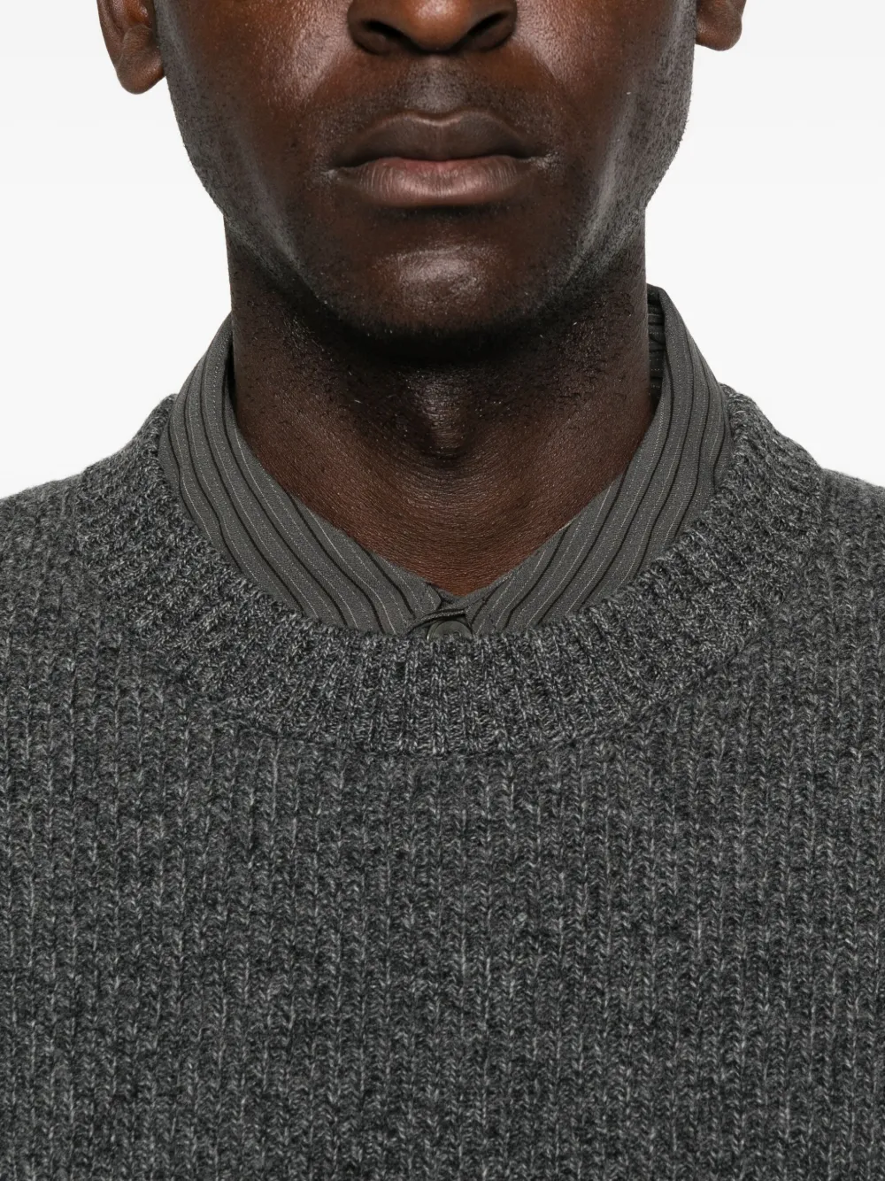 Roberto Collina Geribbelde sweater met ronde hals Grijs