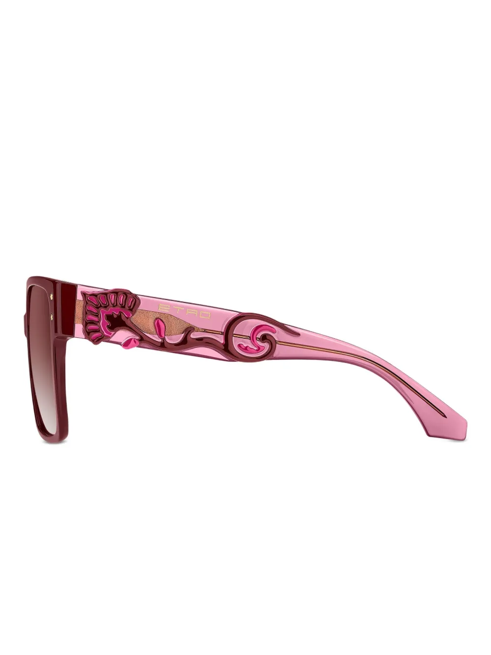 Etro Blossom-embellished Square-frame Sunglasses In Burgundy
