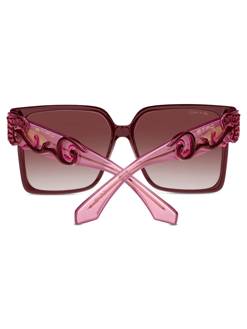 Etro Blossom-embellished Square-frame Sunglasses In Burgundy