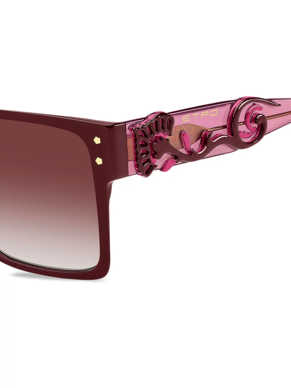 Etro Blossom-embellished Square-frame Sunglasses In Burgundy