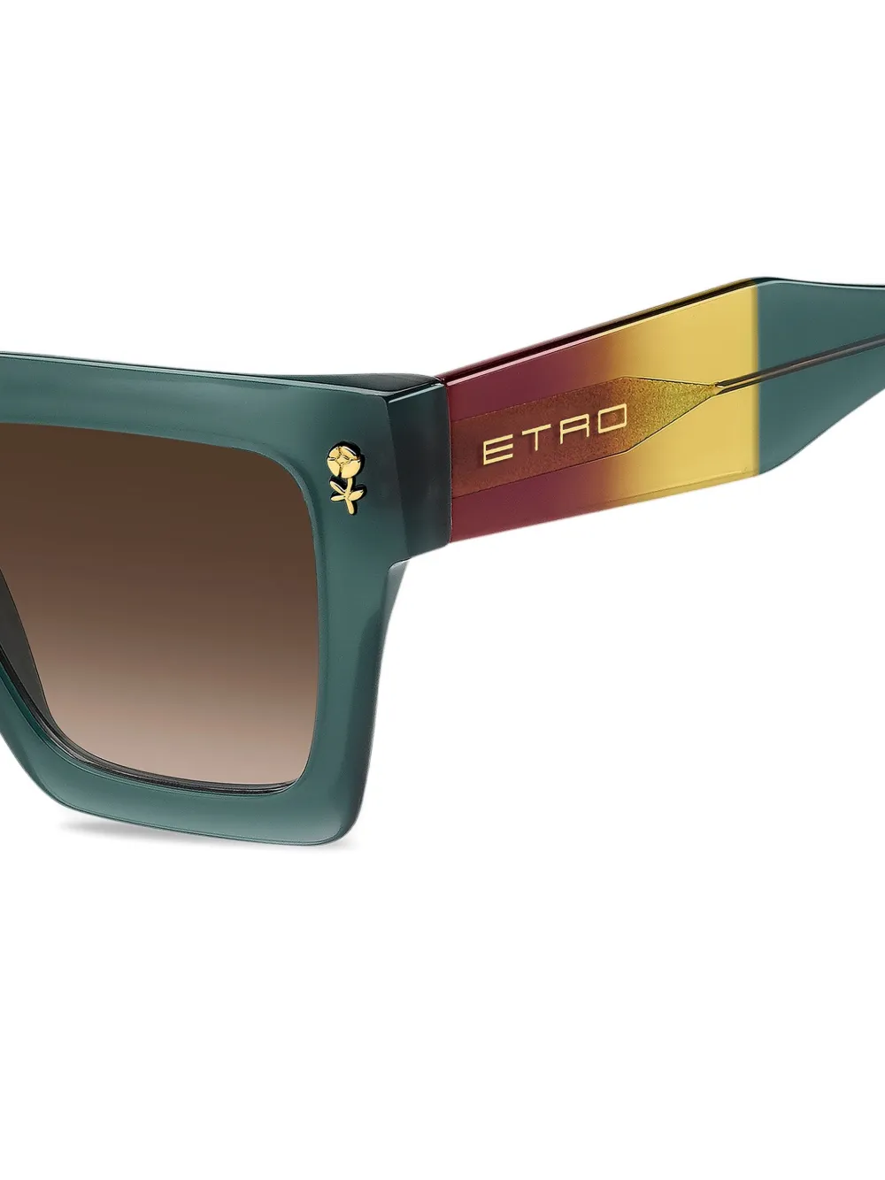 Etro Rose-embellished Square-frame Sunglasses In Green