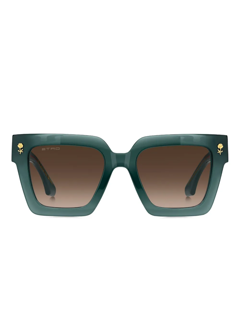 ETRO rose-embellished square-frame sunglasses | Green | Image 1