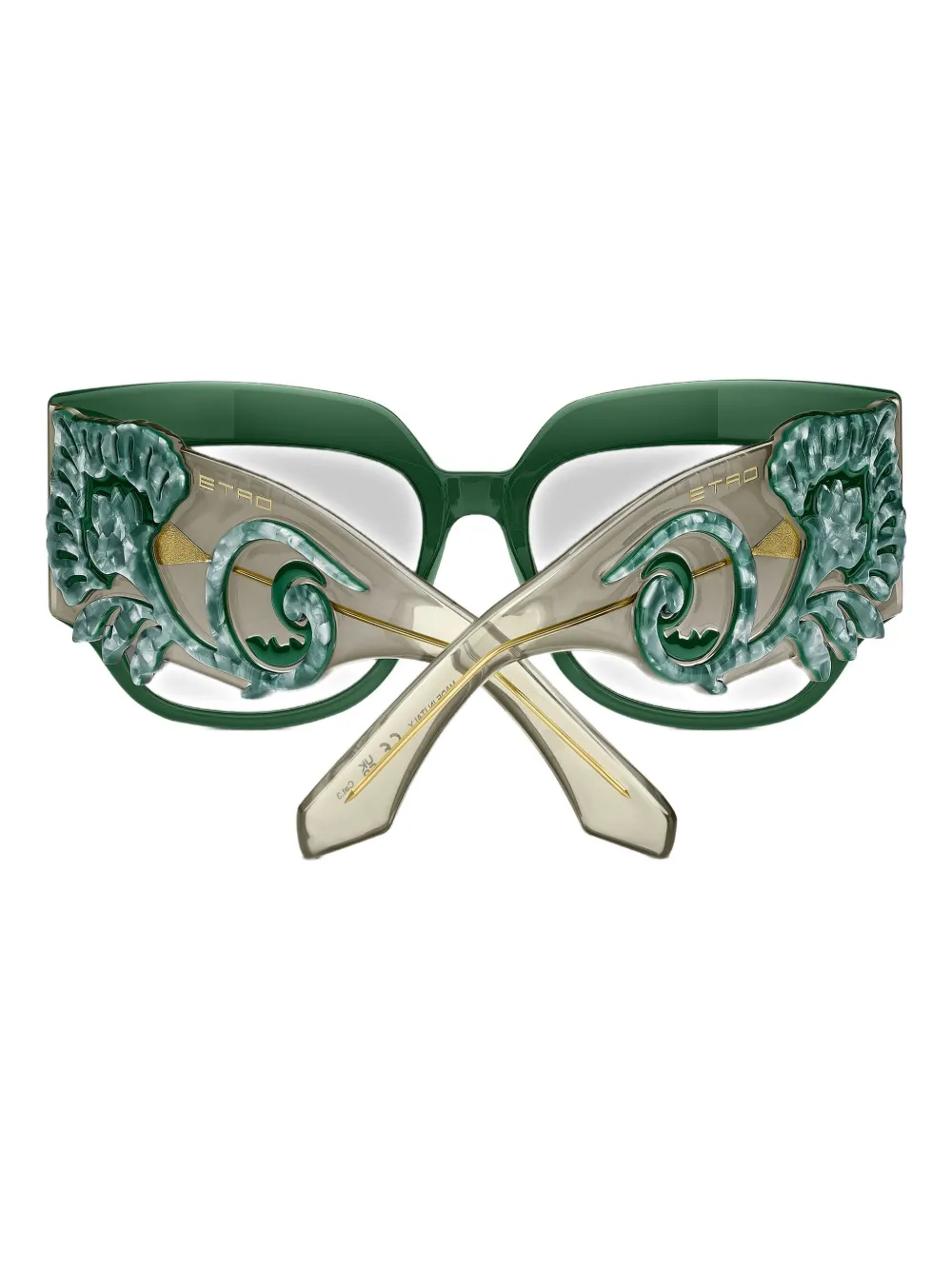 Etro Blossom-embellished Square-frame Sunglasses In Green