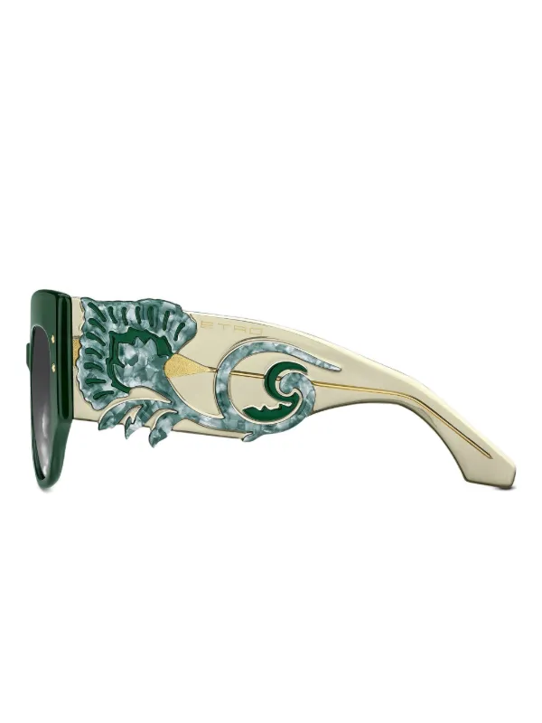 Etro green embellished sunglasses Etro Rose-Embellished Square Sunglasses - Green | Editorialist main image 3