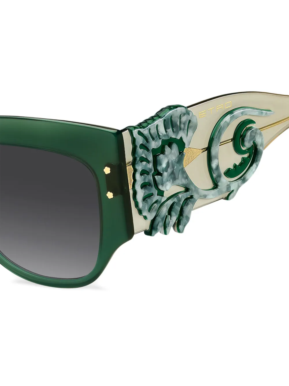 Etro Blossom-embellished Square-frame Sunglasses In Green