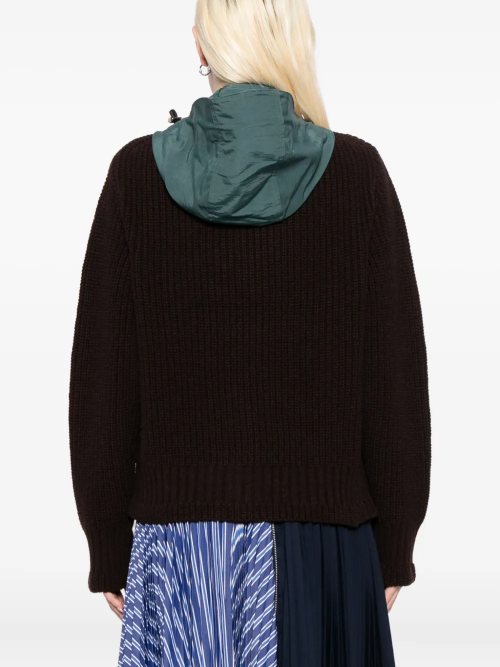 Sacai Double-layer Jumper In Brown